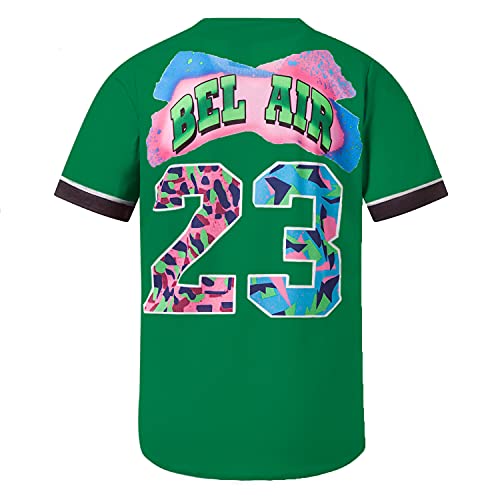 MOLPE Bel-Air 23 Printed Baseball Jersey for Men and Women, Green