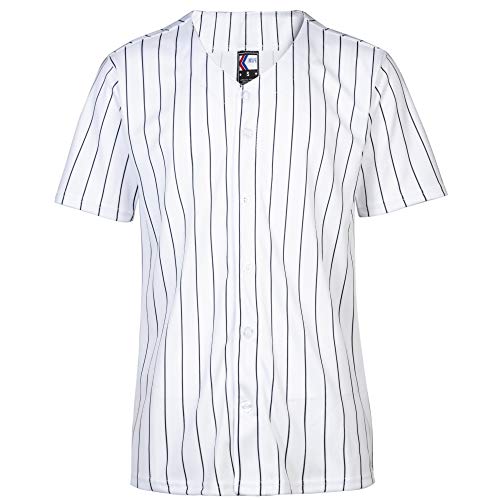 MOLPE Women Hip Hop Hipster Button Down Baseball Jersey, White-Stripe