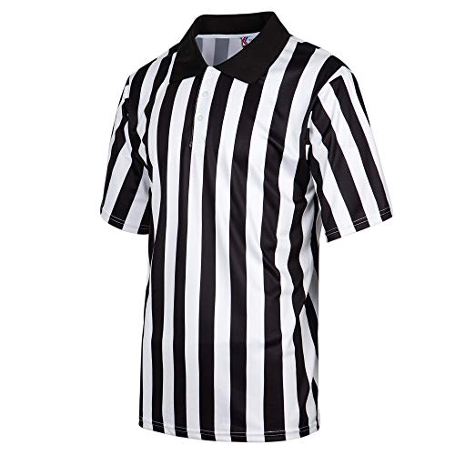 MOLPE Men's Referee Jersey, Polo Shirt Style Striped Official Uniform for Basketball, Football and Soccer Games, S-3XL