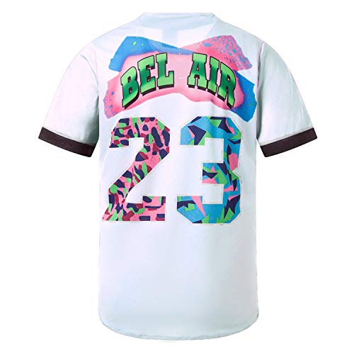 MOLPE Bel-Air 23 Printed Baseball Jersey for Men and Women, White