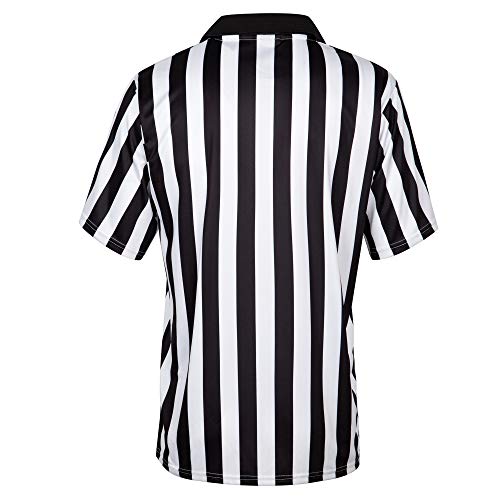 MOLPE Men's Referee Jersey, Polo Shirt Style Striped Official Uniform for Basketball, Football and Soccer Games, S-3XL