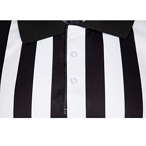 MOLPE Men's Referee Jersey, Polo Shirt Style Striped Official Uniform for Basketball, Football and Soccer Games, S-3XL