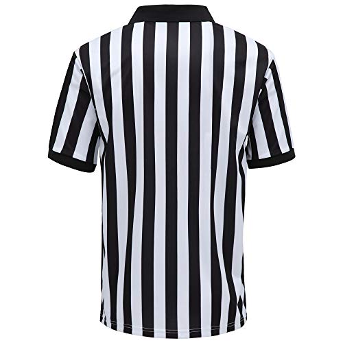 MOLPE Referee Jersey with Zipper, Black & White Striped Official Uniform, for Basketball, Football and Soccer Games, S-3XL