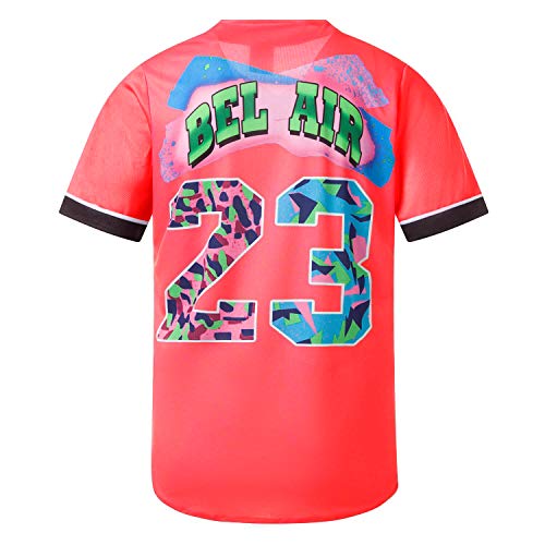 MOLPE Bel-Air 23 Printed Baseball Jersey for Men and Women, Red