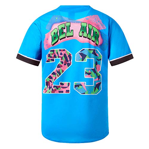MOLPE Bel-Air 23 Printed Baseball Jersey for Men and Women, Light Blue