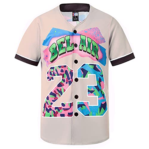 MOLPE Bel-Air 23 Printed Baseball Jersey for Men and Women, Apricot