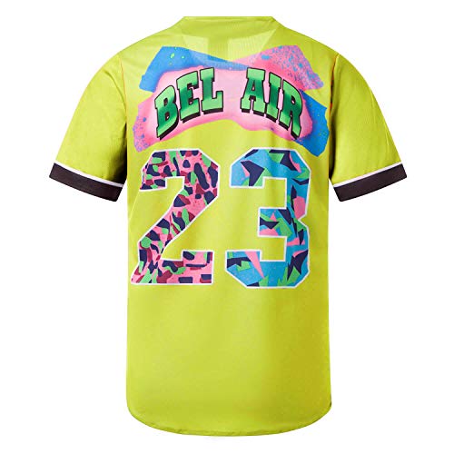 MOLPE Bel-Air 23 Printed Baseball Jersey for Men and Women, Light Yellow