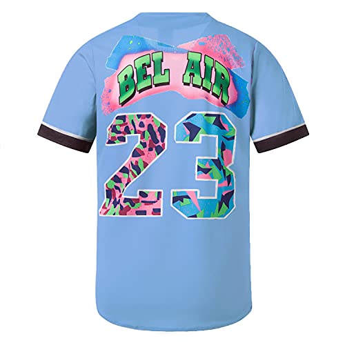 MOLPE Bel-Air 23 Printed Baseball Jersey for Men and Women, Baby Blue