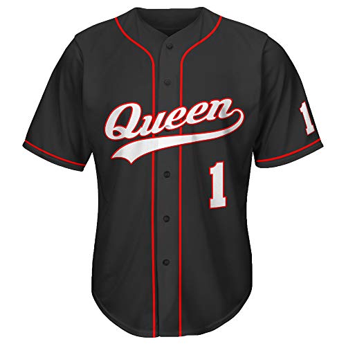 MOLPE King and Queen Baseball Jersey (Queen-Black, M)