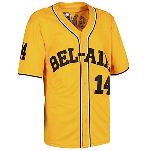 Bel Air Acacdemy Will Smith 14 Baseball Jersey Yellow
