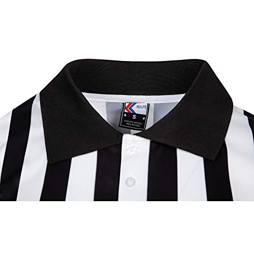 MOLPE Men's Referee Jersey, Polo Shirt Style Striped Official Uniform for Basketball, Football and Soccer Games, S-3XL