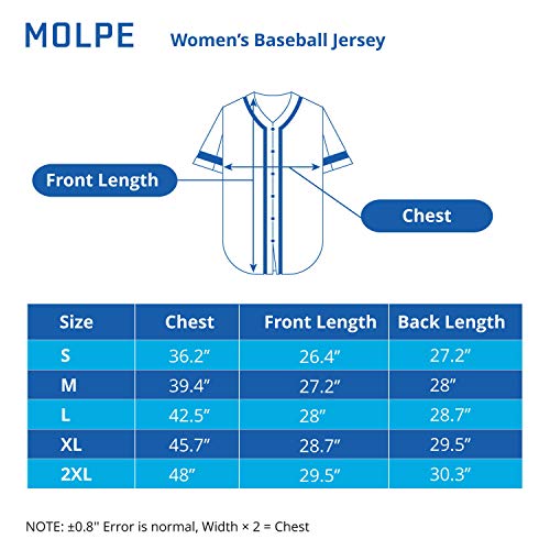 MOLPE Womens Baseball Button Down Jersey, Purple -1
