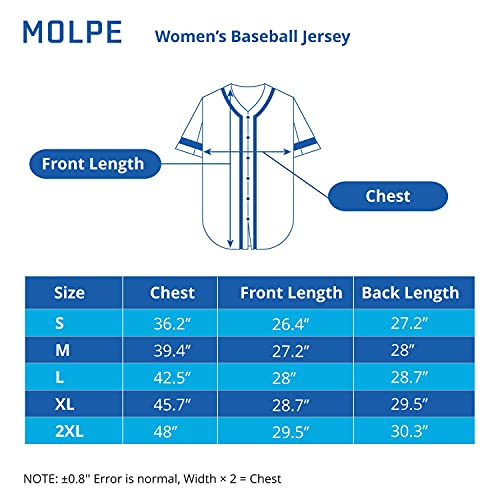 MOLPE Women Button Down Baseball Jersey, White-2