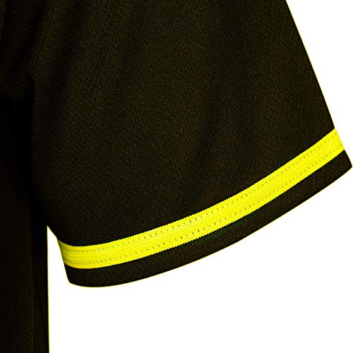 MOLPE Men's Blank Plain Hip Hop Hipster Button Down Baseball Jersey - Black/Gold