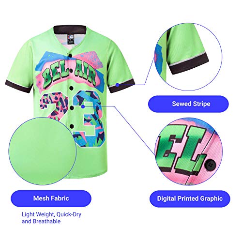 90s Outfit for Women, Green 23 Hip Hop Baseball Jersey Shirt for Theme Party, 90s Stylish Clothing for Women,Temu