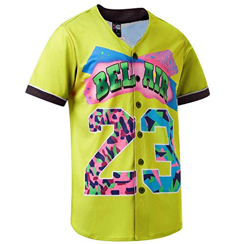 MOLPE Bel-Air 23 Printed Baseball Jersey for Men and Women, Light Yellow