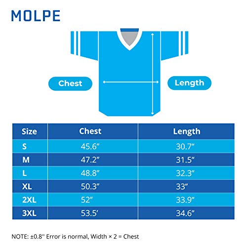 MOLPE Men's Replica Plain Football Jersey, V-Neck Football Shirt in Adult Sizes S-3XL (Navy, M)