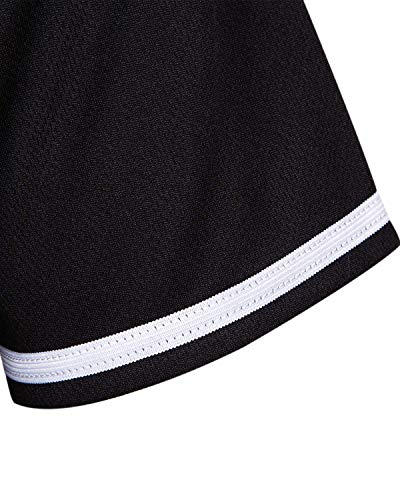MOLPE Men's Blank Plain Hip Hop Hipster Button Down Baseball Jersey - Black/White-2