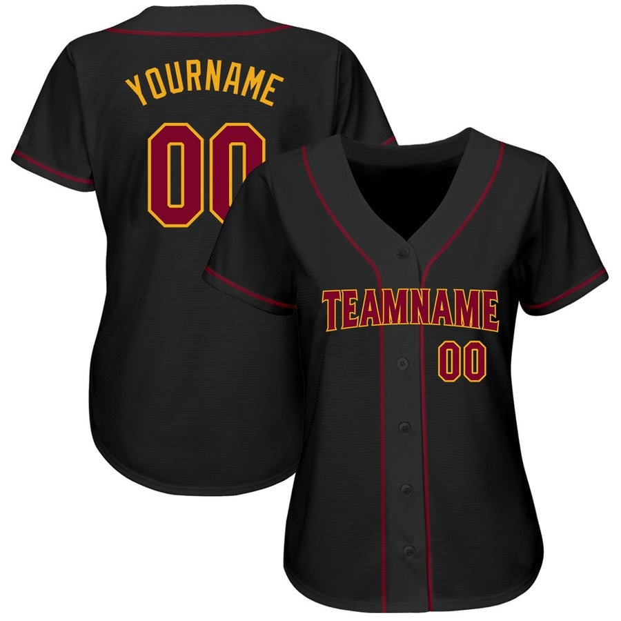 Custom Women Black Red Baseball Jersey freeshipping - Jersey One
