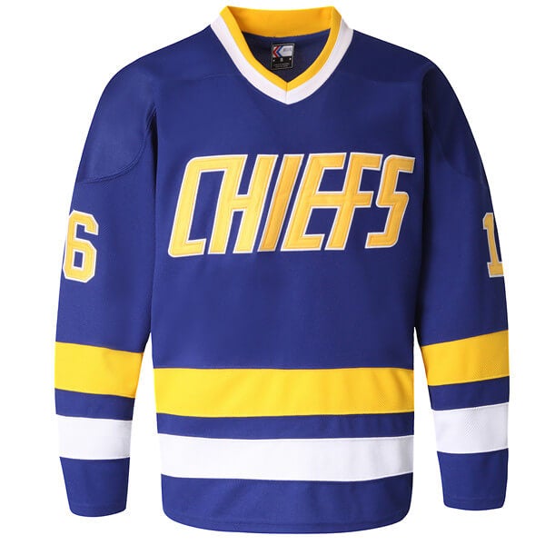 Custom Hockey Jerseys with A Chiefs Embroidered Twill Logo Adult Goalie Cut / (name and Sleeve Numbers) / Blue