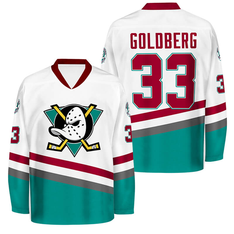 Greg Goldberg #33 White Mighty Ducks Hockey jersey freeshipping - Jersey One