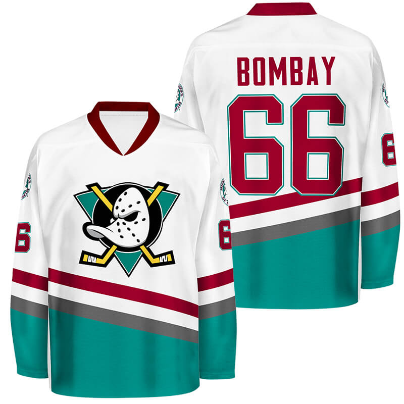 Gordon Bombay #66 White Mighty Ducks Hockey jersey freeshipping - Jersey One