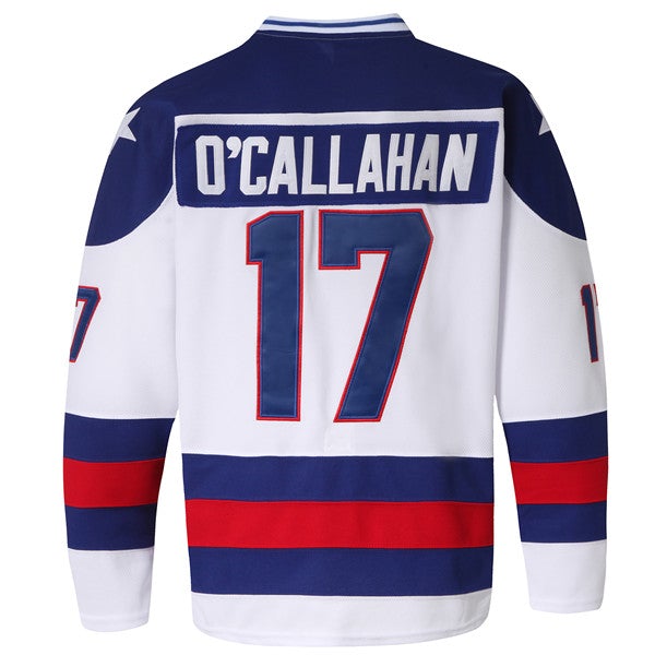 Jack O'Callahan #17 1980 Miracle On Ice USA Men's Hockey Jersey  White Stitched