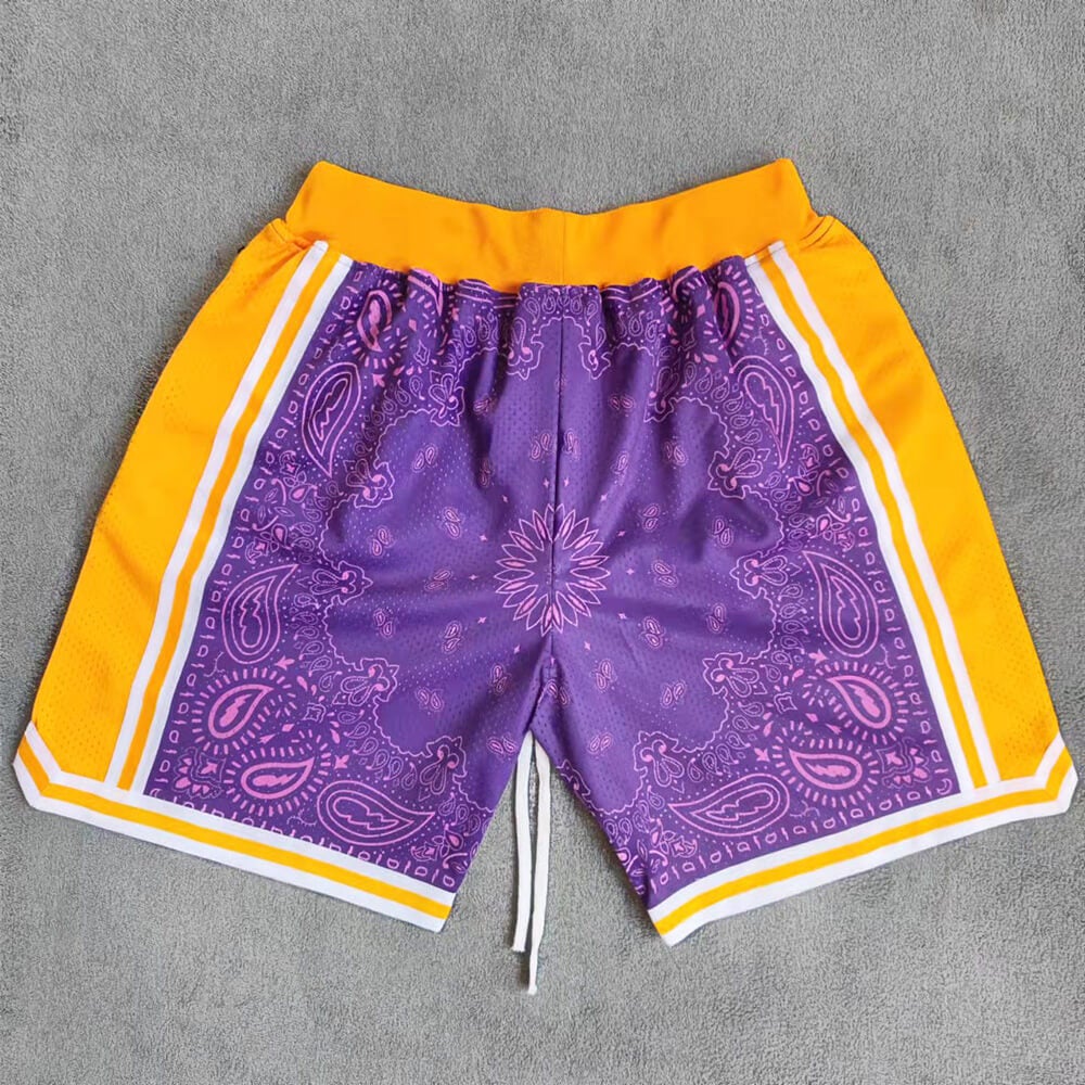 los angeles lakers shorts purple with pockets