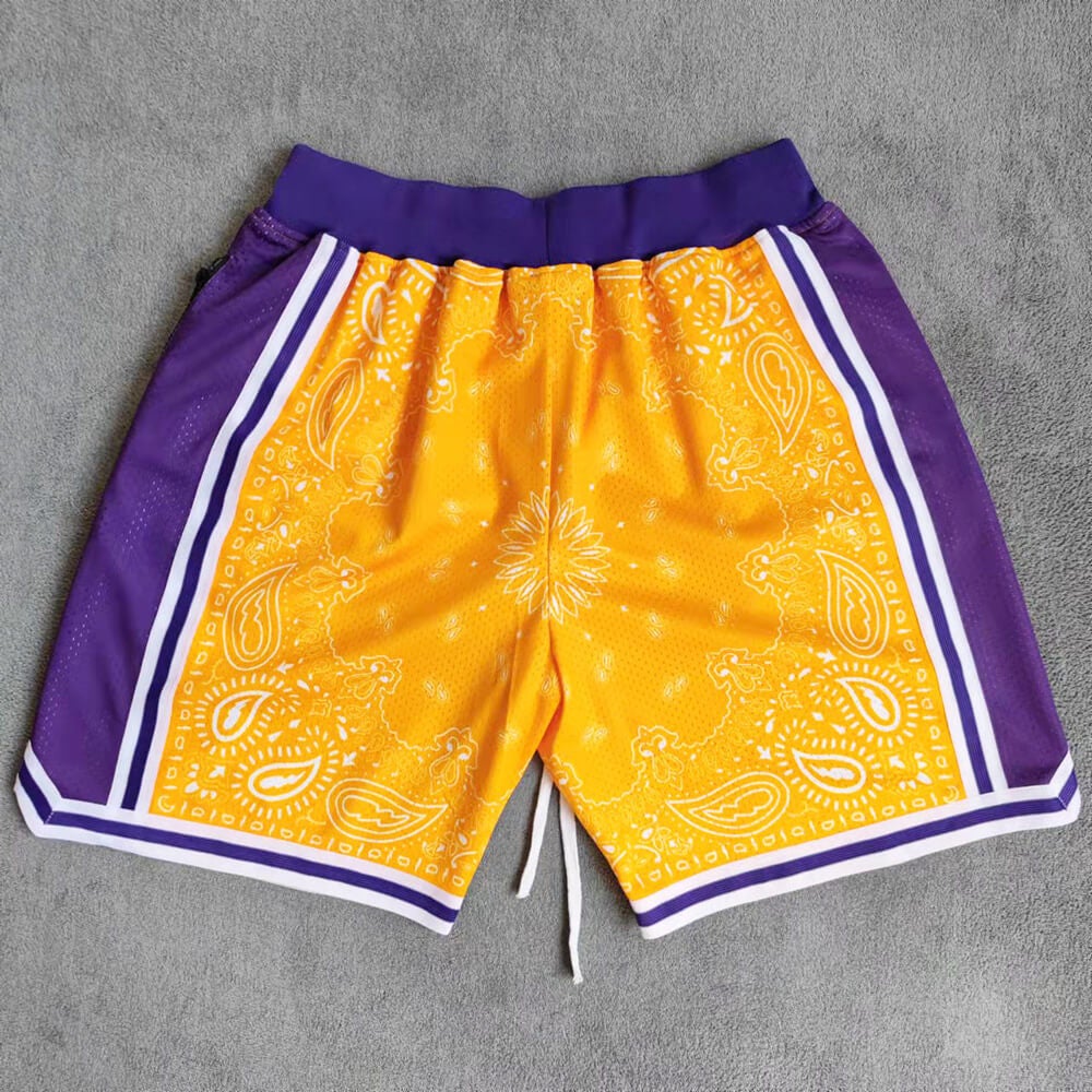 los angeles lakers shorts yellow with pockets