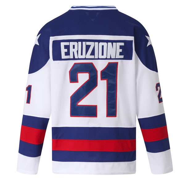 Men's 1980 Olympics USA #21 Mike Eruzione White Throwback Stitched
