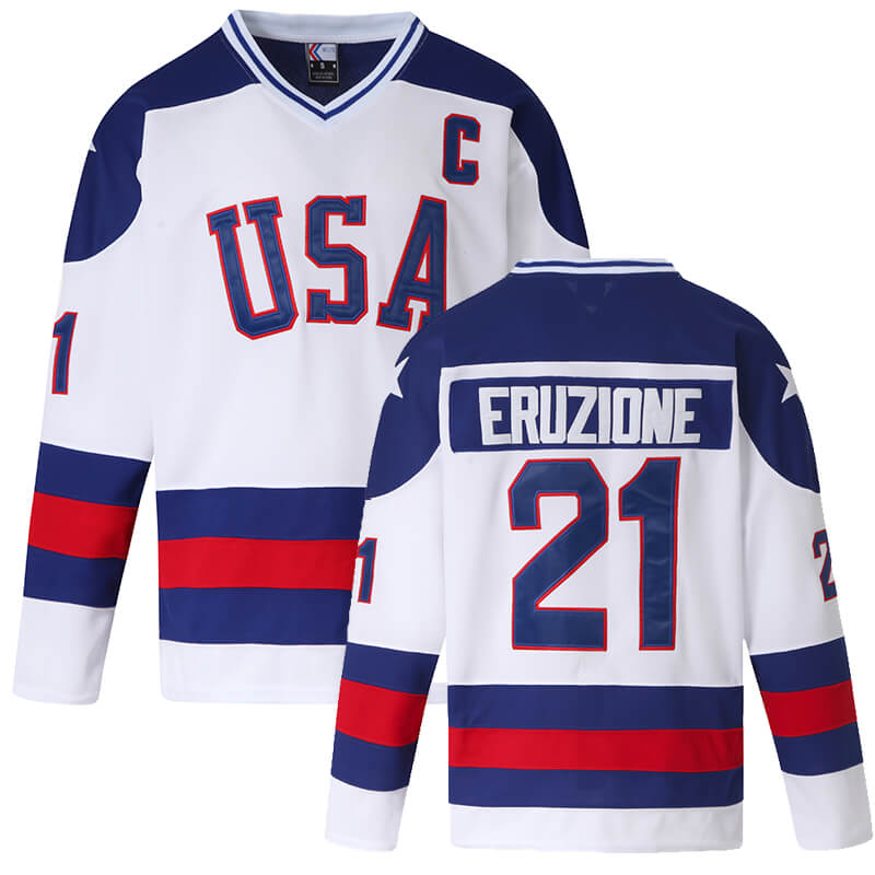 Mike Eruzione #21 USA 1980 Miracle on Ice Hockey Jersey freeshipping - Jersey One