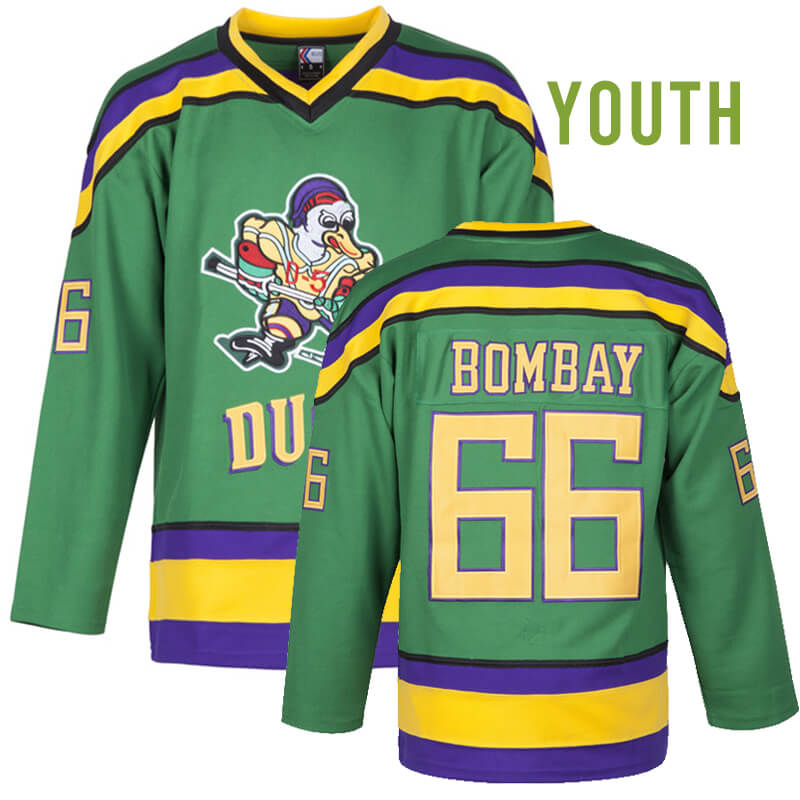 Youth Gordon Bombay #66 Mighty Ducks Ice Hockey Jersey