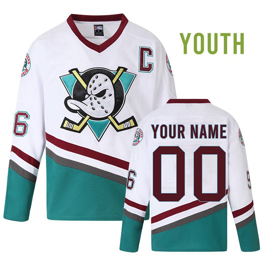 Youth Custom Mighty Ducks Ice Hockey Jersey White freeshipping - Jersey One